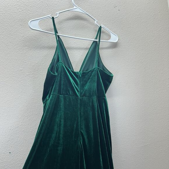 Tobi Velvet Green Y2K long slit maxi Prom dress Whimsigoth Fairy Witchy Gown M - Picture 6 of 7